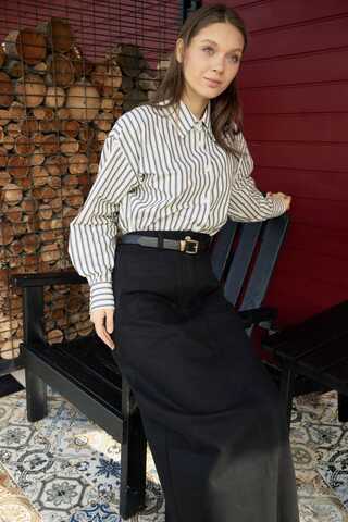 Striped Tunic Shirt Anthracite - 4