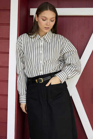 Striped Tunic Shirt Anthracite - 6
