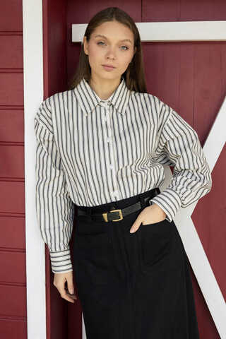 Striped Tunic Shirt Anthracite - 1