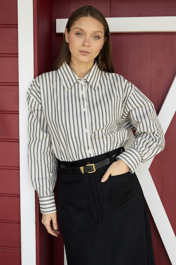 Striped Tunic Shirt Anthracite 