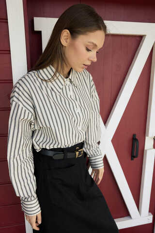 Striped Tunic Shirt Anthracite - 5