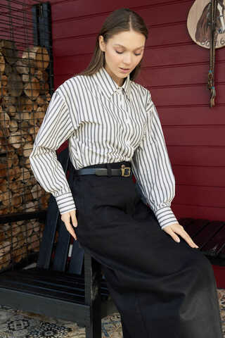 Striped Tunic Shirt Anthracite - 3