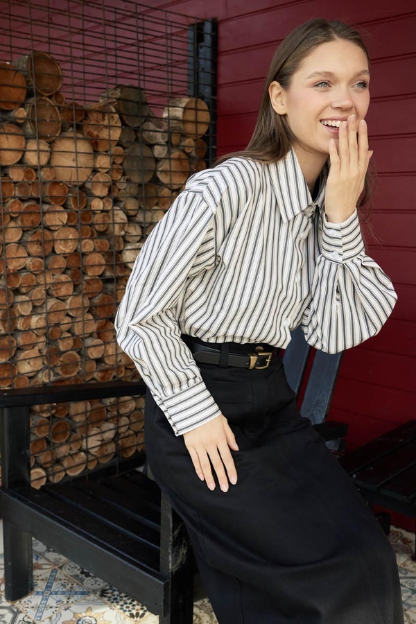 Striped Tunic Shirt Anthracite - 7