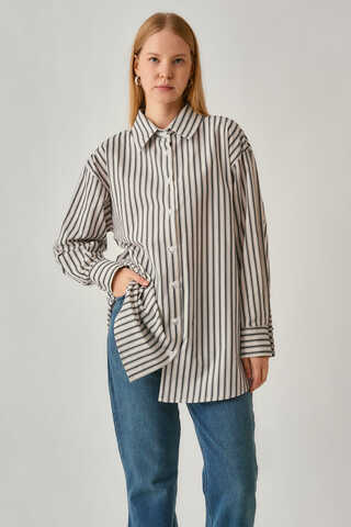 Striped Tunic Shirt Anthracite - 8