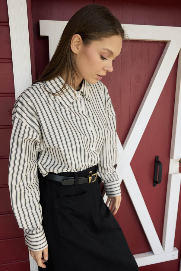 Striped Tunic Shirt Anthracite - 5