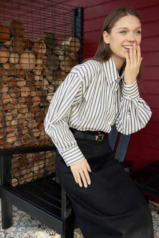 Striped Tunic Shirt Anthracite - 7