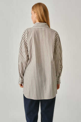 Striped Tunic Shirt Brown - 5