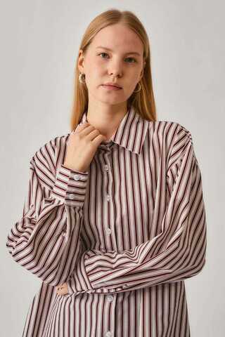 Striped Tunic Shirt Burgundy - 2