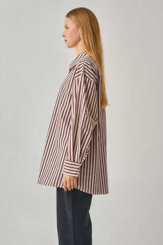 Striped Tunic Shirt Burgundy - 4