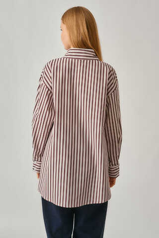 Striped Tunic Shirt Burgundy - 5