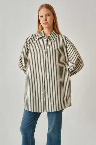 Striped Tunic Shirt Khaki - 3