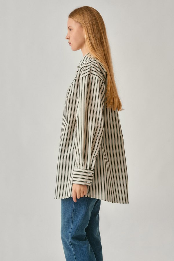 Striped Tunic Shirt Khaki - 4