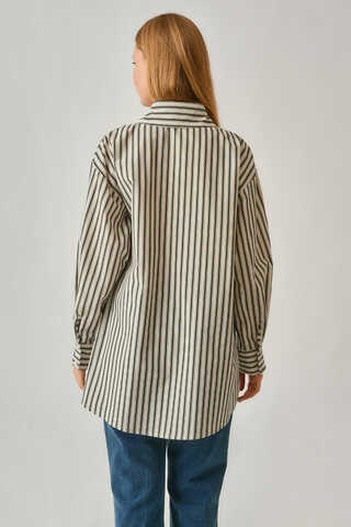 Striped Tunic Shirt Khaki - 5