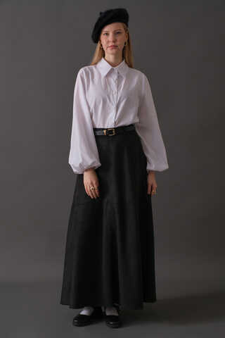 Suede Panel Skirt Black - 1