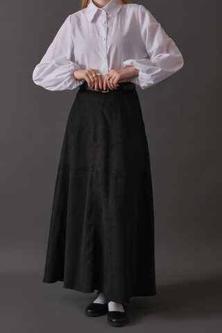 Suede Panel Skirt Black - 2