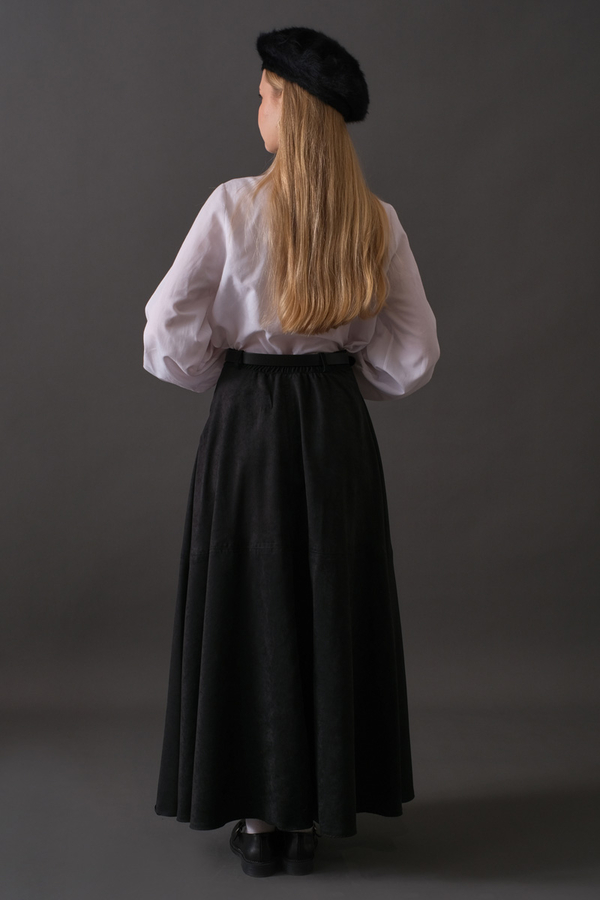 Suede Panel Skirt Black - 9