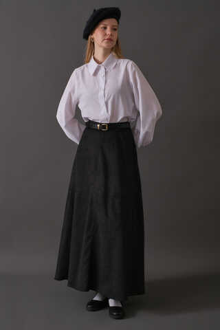 Suede Panel Skirt Black - 3