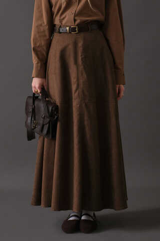 Suede Panel Skirt Brown - 9