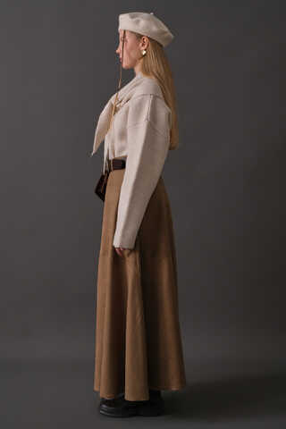 Suede Panel Skirt Camel - 7