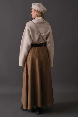 Suede Panel Skirt Camel - 13