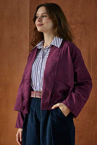 Süet Ceket Bordo - 3