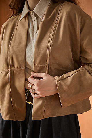 Süet Ceket Camel - 3