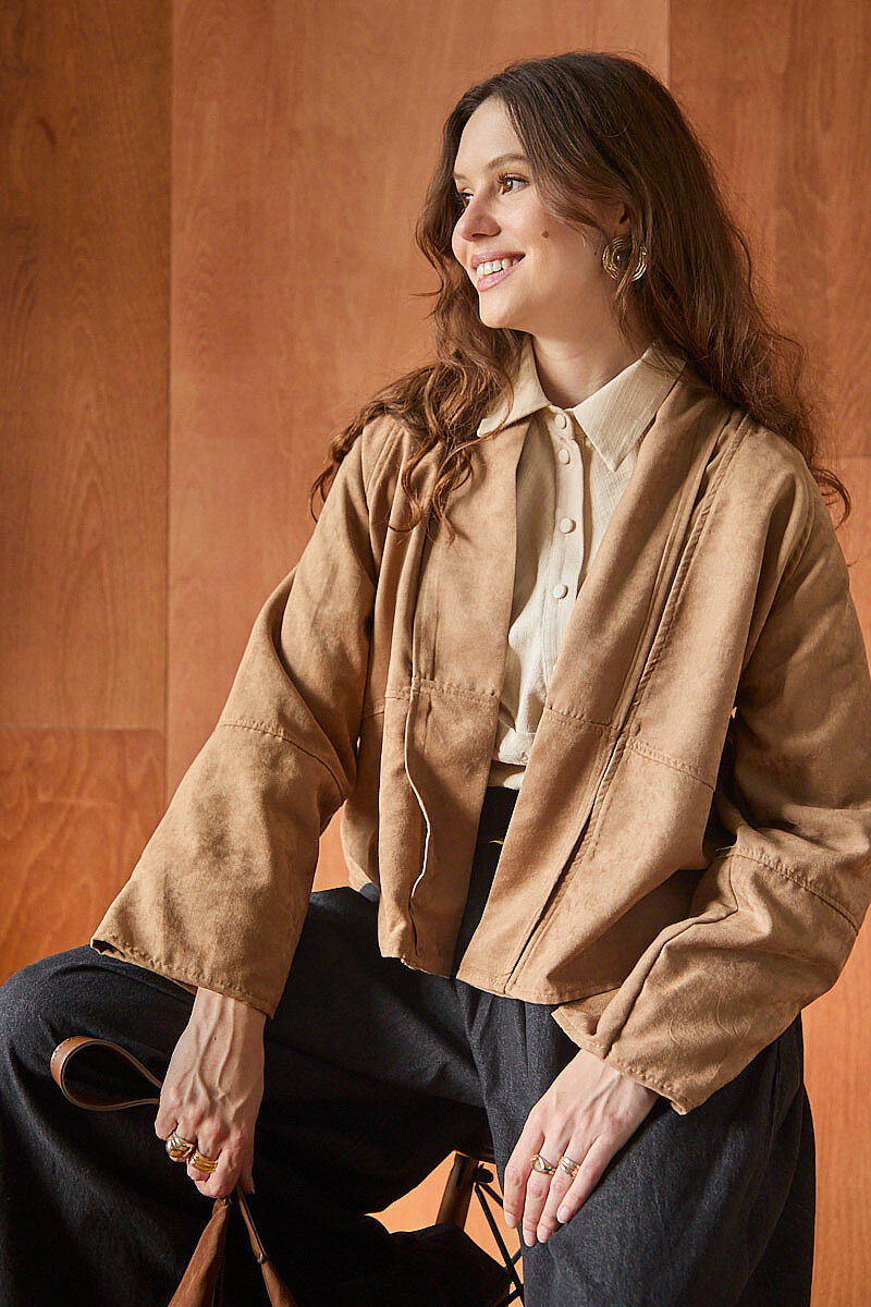 Süet Ceket Camel - 1