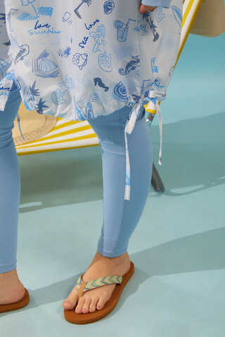 Summer Figure Patterned Swimsuit Vest Blue - 2