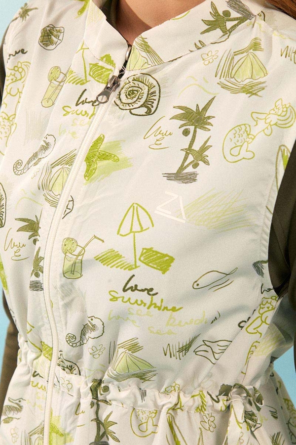 Summer Figure Patterned Swimsuit Vest Green - 2