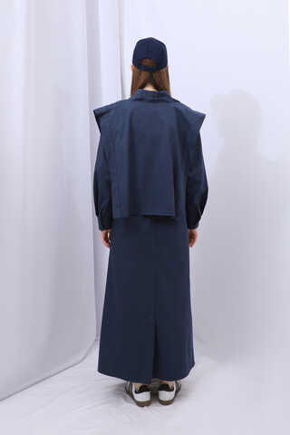 Süveterli Gömlek Etek Takım Lacivert - 13