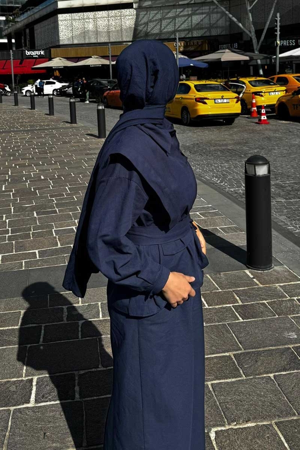 Süveterli Gömlek Etek Takım Lacivert - 3