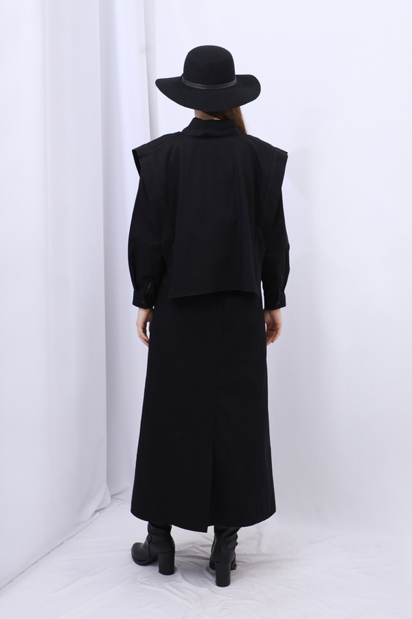 Süveterli Gömlek Etek Takım Siyah - 9