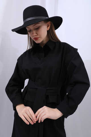 Süveterli Gömlek Etek Takım Siyah - 7