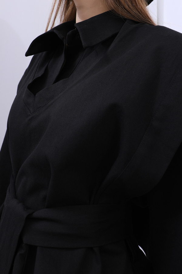 Süveterli Gömlek Etek Takım Siyah - 8