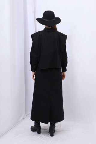 Süveterli Gömlek Etek Takım Siyah - 9