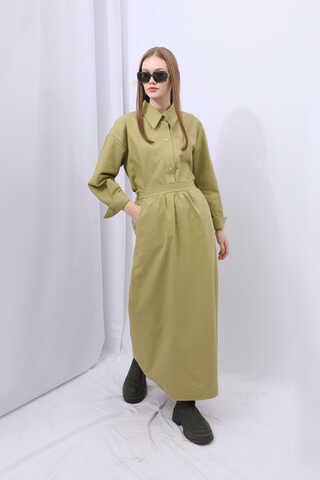 Süveterli Gömlek Etek Takım Yağ Yeşili - 3