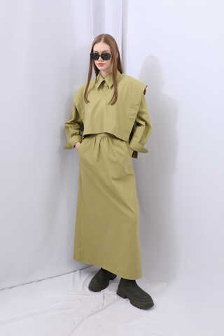 Süveterli Gömlek Etek Takım Yağ Yeşili - 4