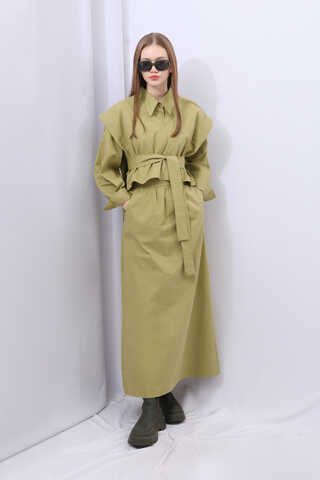 Süveterli Gömlek Etek Takım Yağ Yeşili - 6