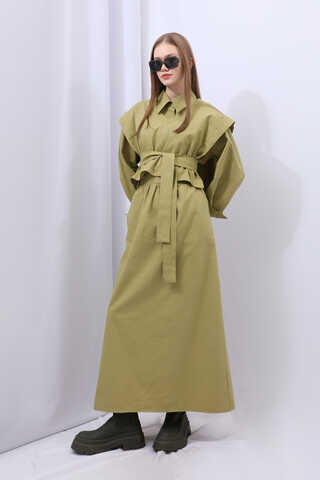 Süveterli Gömlek Etek Takım Yağ Yeşili - 1