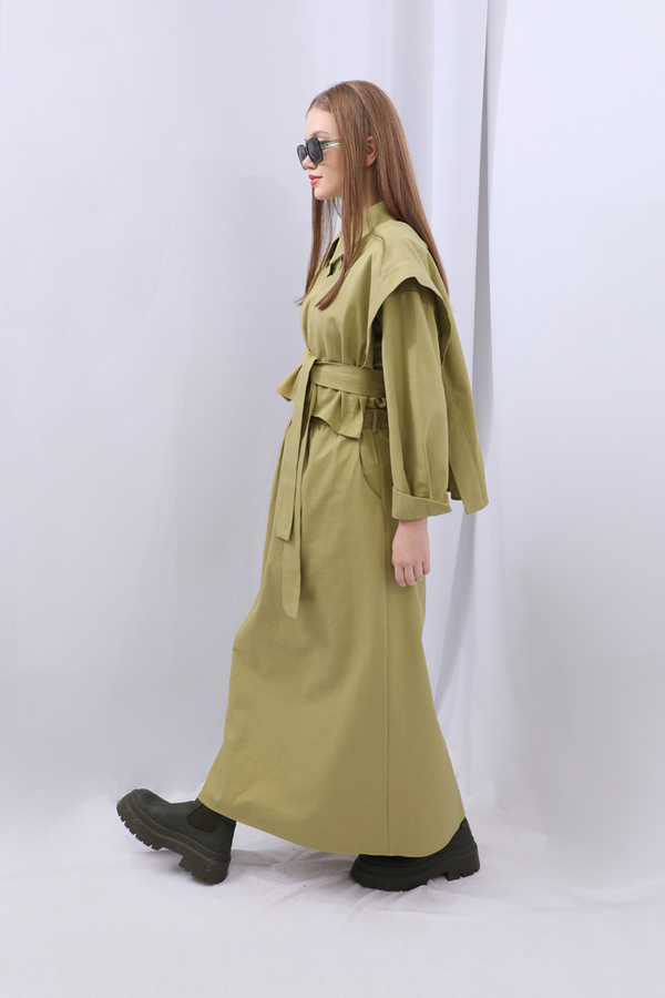 Süveterli Gömlek Etek Takım Yağ Yeşili - 7