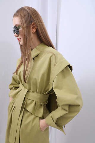 Süveterli Gömlek Etek Takım Yağ Yeşili - 9