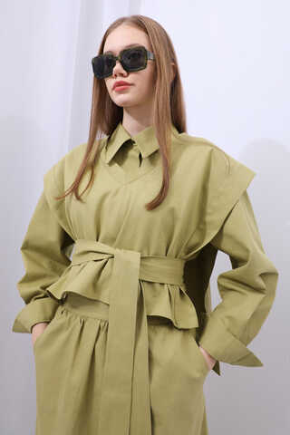 Süveterli Gömlek Etek Takım Yağ Yeşili - 10