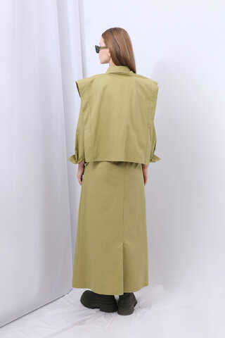 Süveterli Gömlek Etek Takım Yağ Yeşili - 11