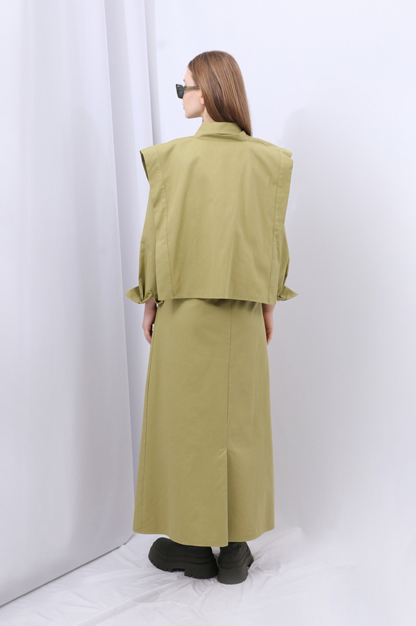 Süveterli Gömlek Etek Takım Yağ Yeşili - 11