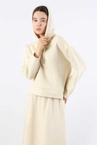 Sweat Kloş Etek Takım Krem - 2