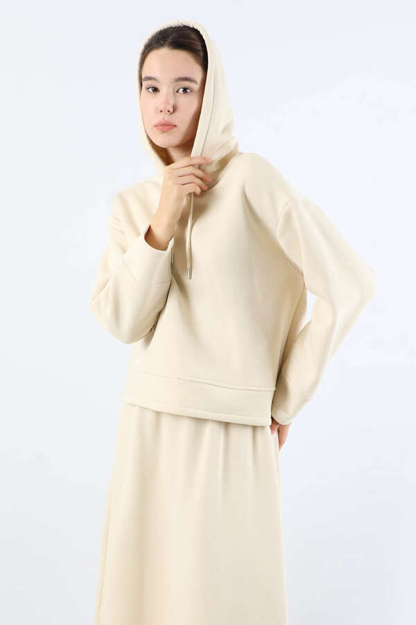 Sweat Kloş Etek Takım Krem - 2