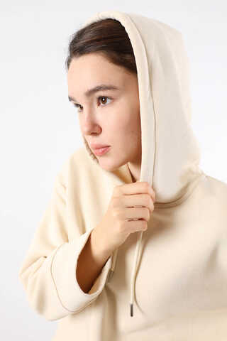 Sweat Kloş Etek Takım Krem - 4