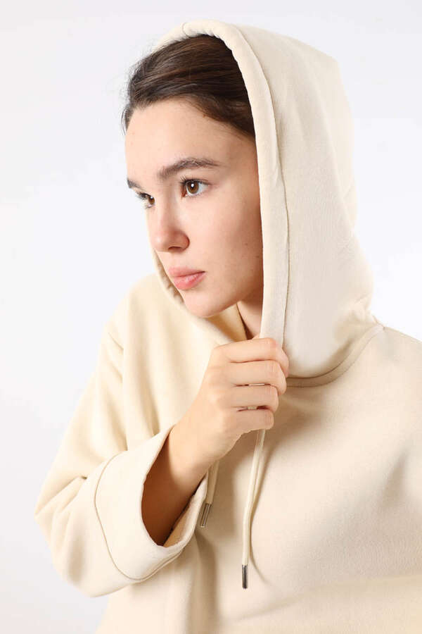 Sweat Kloş Etek Takım Krem - 4