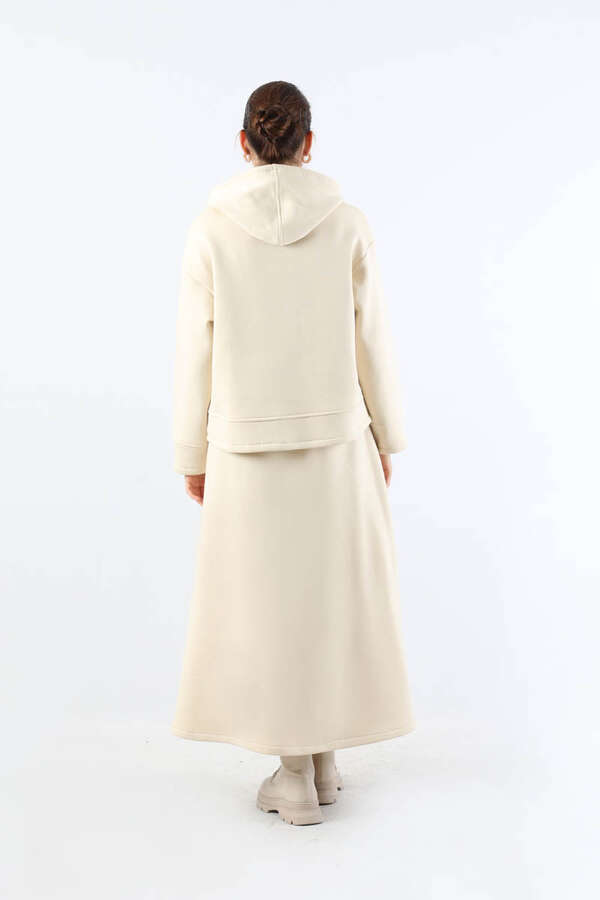 Sweat Kloş Etek Takım Krem - 6