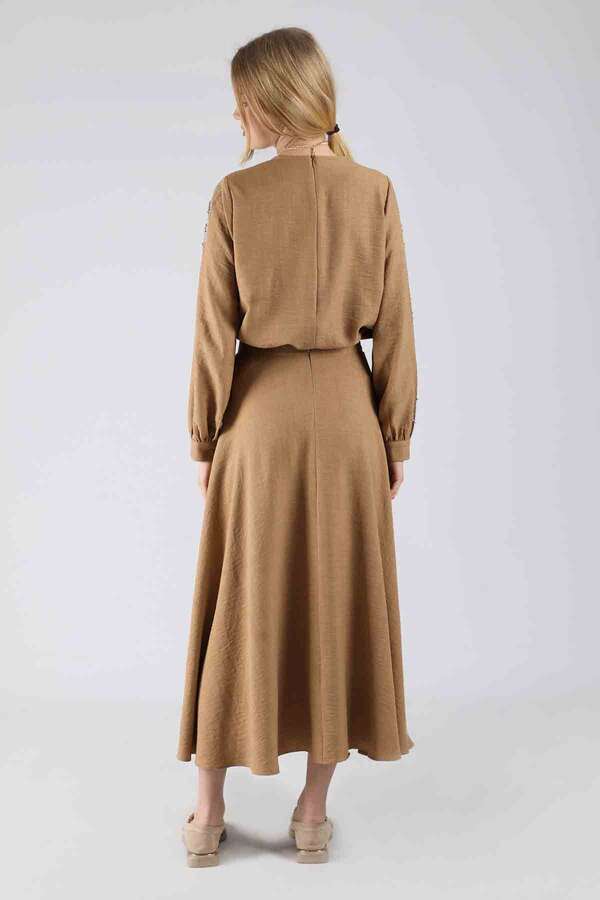 Taş Baskılı Etek Takım Camel - 5